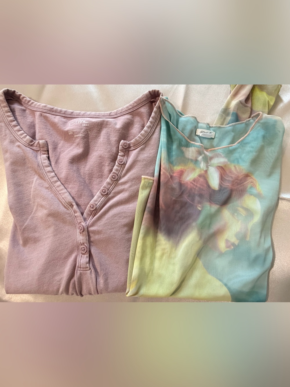 Kimchi Blue Girls Long Sleeve Tee Set in Mauve and Multicolor Tie-Dye